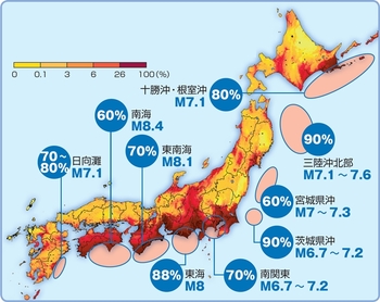30年以内の全国地震発生率Map