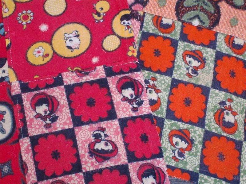 アンティーク雑貨・可愛らしい絵柄のネル生地パッチワークハギレ2枚☆リメイクコレクション アンティーク雑貨・可愛らしい絵柄のネル生地パッチワークハギレ2枚☆リメイクコレクション