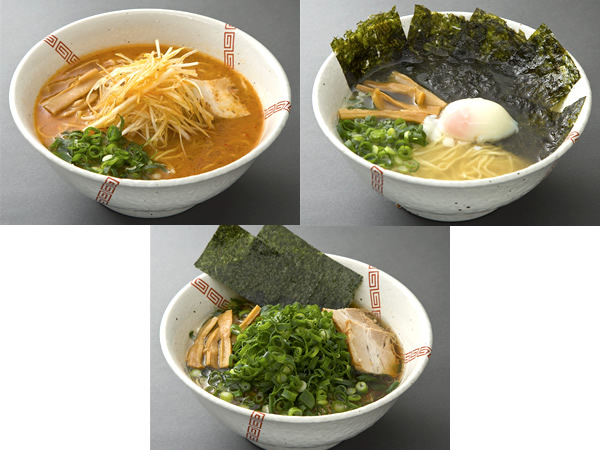 ねぎみそらーめん・韓国海苔と温玉のらーめん・青ネギいっぱいらーめん