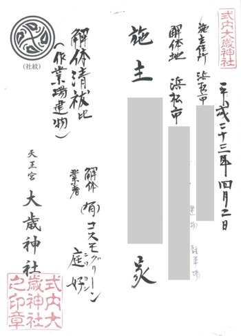 解体前の地鎮祭。
