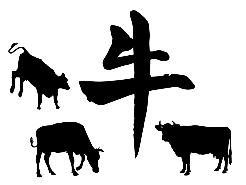丑年の牛のイラスト年賀状デザインテンプレート2021年うし