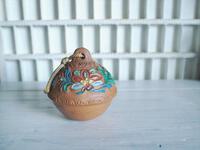 ・古い土鈴・古代風花柄のすず☆古道具インテリア小物飾りコレクション郷土祭民芸品工芸ディスプレイ