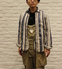 NIGEL CABOURN / BRITISH OFFICER'S SHIRT LINEN STRIPE