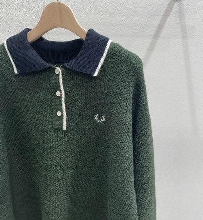 FRED PERRY/LONG SLEEVE KNITTED SHIRT