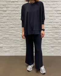 QTUME/オーバーシルエットプルオーバー、ウエストドロストパンツ