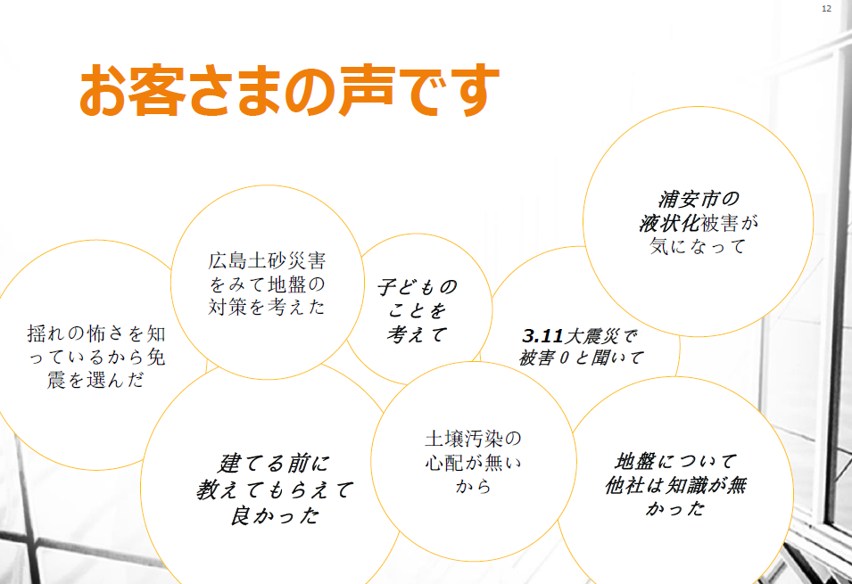 免震基礎の家にされた方のお客様の声です。