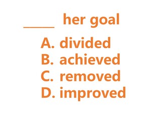 英検準二：divided/achieved/removed/improved