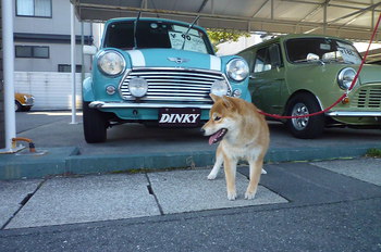 車屋さんの前で