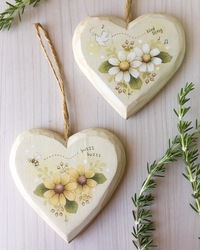 黄花と白花のハートのオーナメント　ミニ作品 2019/07/09 18:14:44