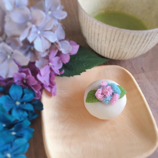 紫陽花がキレイに咲きはじめました L 抹茶 練り切りアート体験 と テーブル茶道体験 ができる日本茶専門店ｉｎ森町