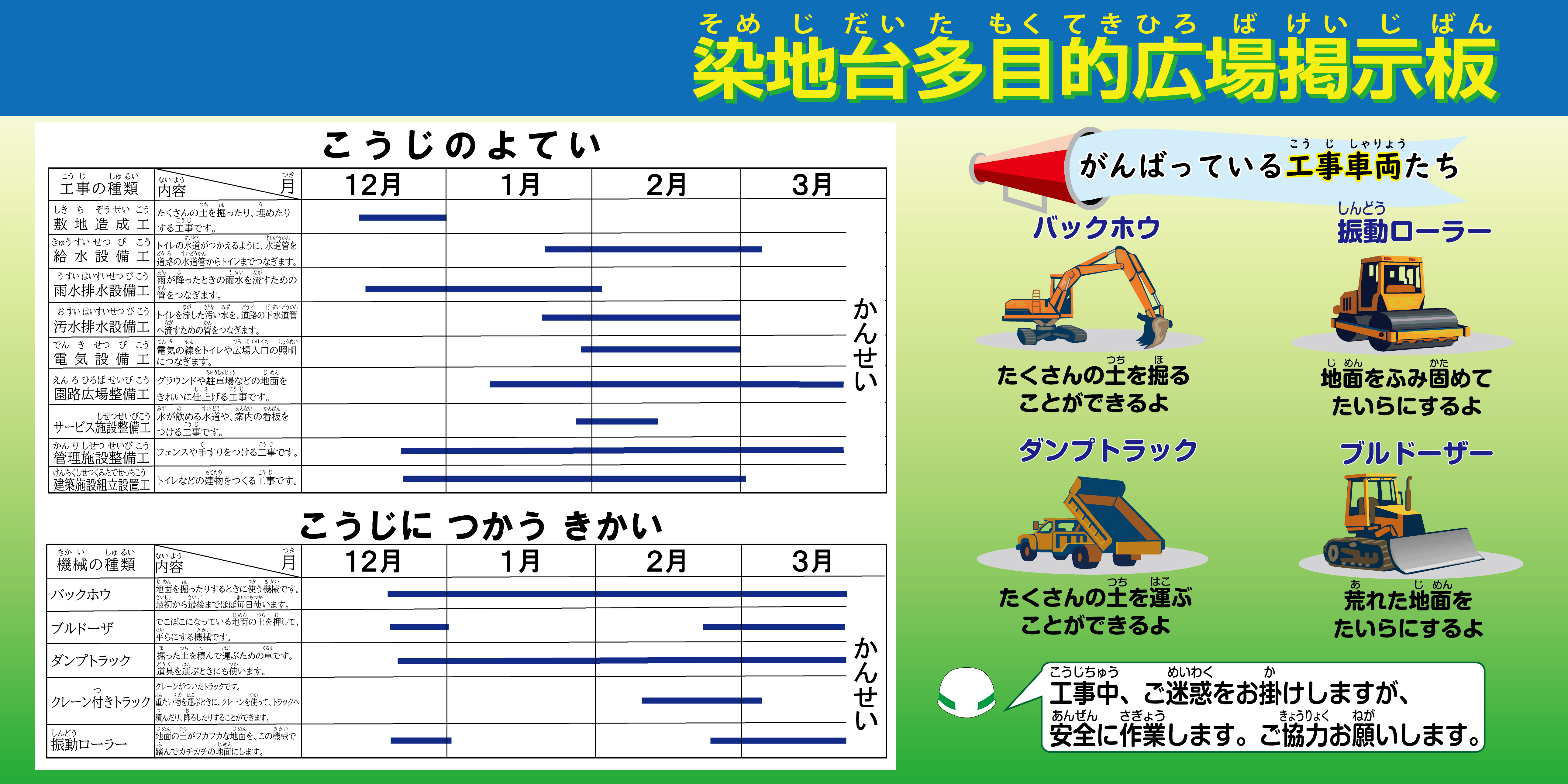 多目的広場整備工事のPR看板のバックナンバーを紹介します！