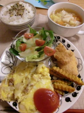 今日の夕食は・・オムレツ！