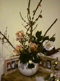 手作り花瓶で活けました（母が＾＾） 2009/12/08 21:57:50