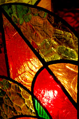 秋の行灯　ステンドグラス　高さ23cm