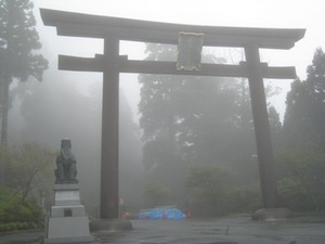 雨の中