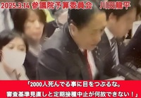 【川田龍平議員】死亡者2000人を出した今 厚労省として審査基準見直しと、定期接種中止という判断が何故できない