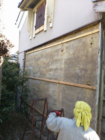 お蔵外壁修繕工事（下地工事）