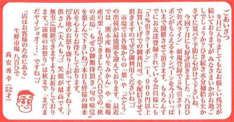 八百ひで便り！！